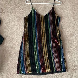 Rainbow sequin Forest Lily mini dress